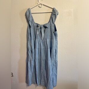 Plus size denim dress with straps